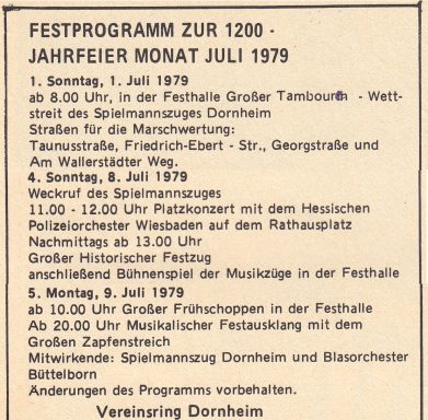 Festprogramm 1979 in Auszügen